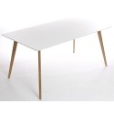 Charles Jacobs 1.6m Dining Table With Solid Wood Oak Legs And White Matt Mdf Top For 4-6 Seats - Premium Quality