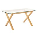 Cadiz - Glass Dining Table - Oak With 8 Mm Glass Table Top