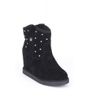 Womens Diamante Studded Hidden Wedge Ankle Boots Ladies (uk 4 - Eu 37 - Black)