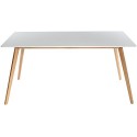 Charles Jacobs 1.6m Retro Rectangle Dining Table With Solid Oak Wood Legs And White Matt Mdf Top For 4 - 6 Seats - Premium Quality Knightsbridge Range Furniture