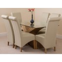Valencia Oak Small 160cm X 90cm Glass Dining Table With 4 Or 6 Montana Leather Chairs (available In 4 Colours) (6, Ivory)