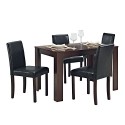 New Wooden Dining Table And 4 Chairs With Faux Leather Oak Or Dark Walnut Furniture Room Set By Limitless Base (walnut)