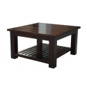 Homescapes Mangat Square Coffee Table , 100% Mango Wood Furniture, Walnut Shade. 80 X 80 X 45 Cm With A Storage Shelf