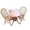 Norway 91cm Round Drop Leaf Table With 2 Windsor Chairs - Oak Dining Set - 2 Seater - Wood - Traditional Dining Table And Chairs