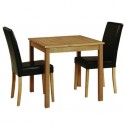 Oakvale Square Dining Table + 2 Faux Leather Chairs - Oak