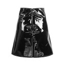 Black Faux Leather Basque Biker Girl Corset Top + Skirt Set Uk(10-12) L