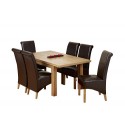 1home Solid Oak Dining Table Dining Room Furniture Extending Extend 120cm To 165cm (table With 6 Chairs)