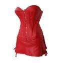 Sexy Goth Punk Faux Leather Corset Bustier Top Skirt/mini Dress Plus Size (uk(16-18) 3xl, Red)