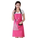 Moolecole Womens Kitchen Aprons Waterproof Bib Overalls Anti-oil Stain Adult Sleeveless Pvc Butterfly Pinafore Apron With One Pockets For Cooking Baking Rose Red
