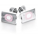 Sonia Spencer England Stainless Steel Rectangle Etched And Enamelled Fine Dining Cufflink