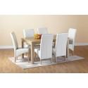 Belgravia Oak Dining Table & 6 Cream Chairs Set