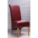Red Leather Dining Chairs With Oak Legs - X 6 . Qty. Six