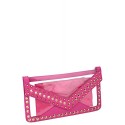 Studded Pvc Envelope Clutch Bag Rose