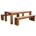 Braemar Rectangular Oak Wood Dining Kitchen Table Furniture Set With 2 Benches
