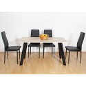Chester Oak Wooden Wood Dining Table Set And 4 6 Black Faux Leather Chairs Seats (6 Chairs)