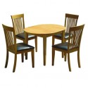 Devon - Extending Oval Dining Table & 4 Chairs - Faux Leather Seat Pad - Oak