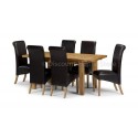 Solid Oak Extending Dining Table With 6 Faux Leather Chairs