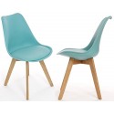 Charles Jacobs Dining/office Chair X2 (pair) With Solid Wood Oak Legs, New Cushioned Contemporary Design For Extra Comfort, Modern Lounge Furniture (light Blue)