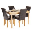 Ashford Dining Table - Oak With Black Glass Strip - With 4 Black Faux Leather Chairs