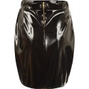 New Womens Pvc Pu Wet Look Shiny Zip Back Short Ladies Flared Mini Length Skirt - Black - 10