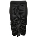 Dear-lover Women's Pvc Frill Pencil Midi Skirt Large Size Black