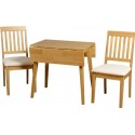 Winchester Drop Leaf Oak Dining Set With Two Chairs In Upholstered Cream Fabric