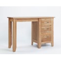 Sherwood Oak Pedestal Dressing Table With 3 Drawers - Luxury Stylish Ready Made Bedroom Desks, Living Room, Home Office Study, Dining Room, Library, Fully Assembled High Quality Modern Solid Oak Furniture, Chamfered Edges Hard Wearing Long Lasting Constru