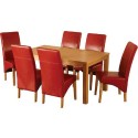 Belgravia Dining Set, Natural Oak Veneer/rustic Red