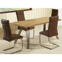 Centurion Supports Caspian Italian-styled Solid Oak Dining Table With Brown Leather High-back Dining Chairs (dining Table With 4-dining Chairs)