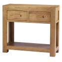 Kettle Interiors Wood Chester Oak Console Table With Matt Lacquer Finish, Brown