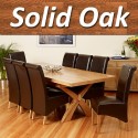 1home Solid Oak Extenable Dining Table W/cross Legs Furniture Extending 200cm To 240cm (table With 8 Chairs)
