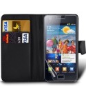 Samsung Galaxy S2 I9100 Black Pu Leather Wallet Case / Cover / Pouch - With Clip In Phone Holder And Internal Card Holder + Free Screen Protector