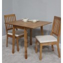 Solid Wood Extending Dining Table + 2 Chairs - Oak Finish