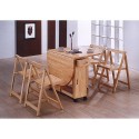 Worldstores Butterfly Drop Leaf Dining Table With 4 Chairs - 4 Seater Dining Set - Folding Dining Table - 4 Folding Dining Chairs - Golden Oak Finish