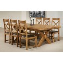 Provence Solid Oak Dining Extension Table With 8 Provence Chairs Dining Furniture Set