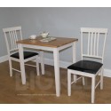 Small White And Solid Oak Dining Table + 2 Chairs - Wooden Dining Set