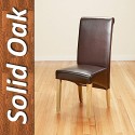 6 X 1home Leather Brown Dining Chair W Oak Finish Wood Legs Roll Top High Back