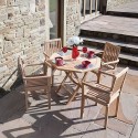 Trueshopping Outdoor Garden / Kitchen / Patio 5 Piece Derwent Teak Dining Set Comprising Of Folding Octagon Table With 4 Stackable Matching Armchairs