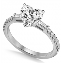 Tapered Baguette Heart Diamond Ring With Shoulder Diamonds