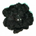 Hair Clip Large Flower - Black Fabric Flower Hair Accessory Clip Grip